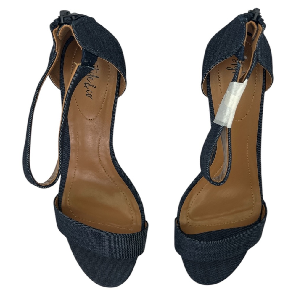 NWOT Style & Co. Womens Paycee Denim Stacked Heel Dress Sandals, Size 10W - Picture 6 of 9